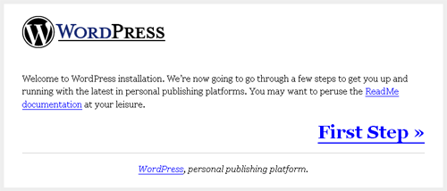 워드프레스 인스톨 첫 화면